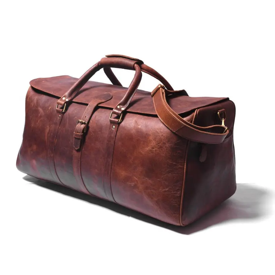 Premium Leather Travel Duffle Bag